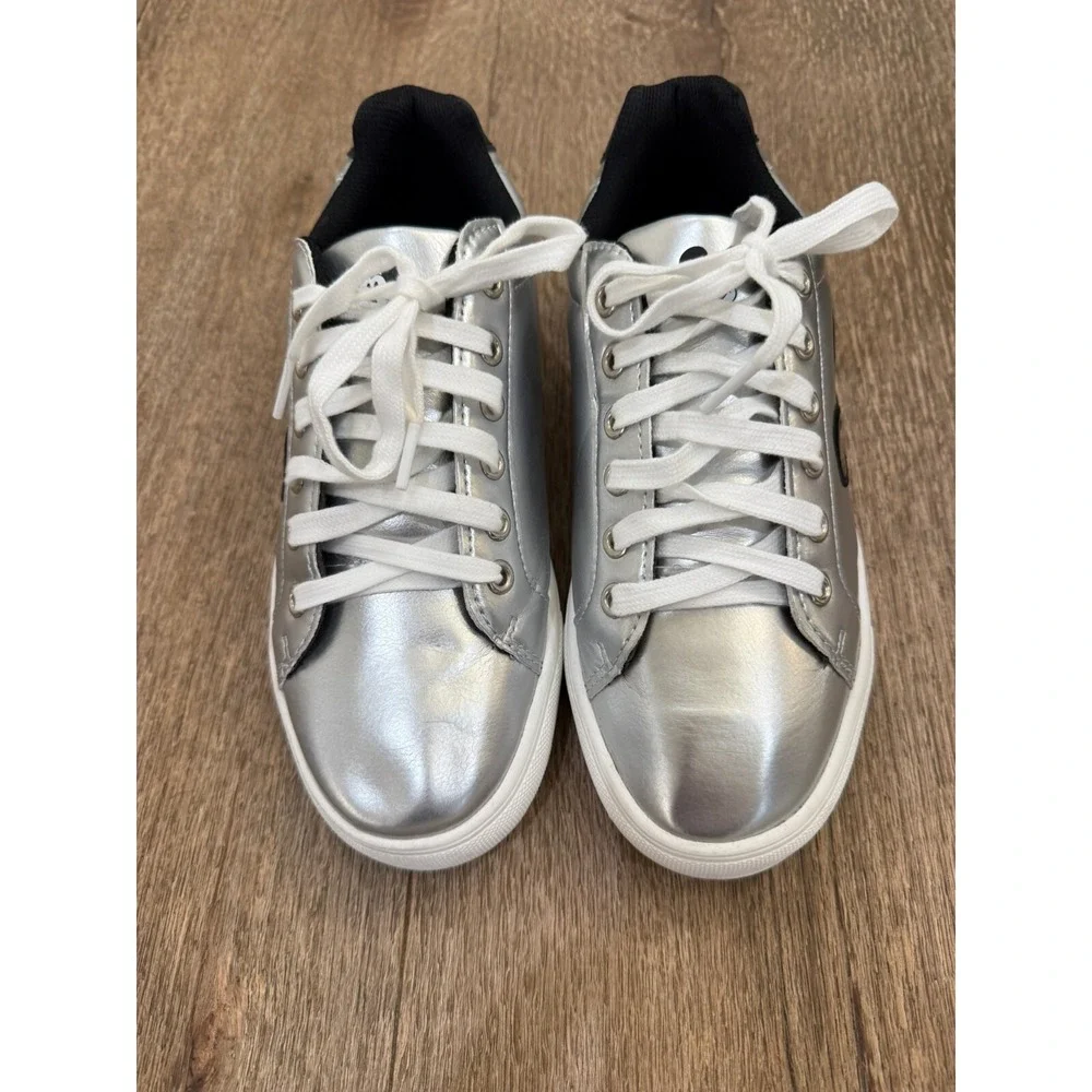 Aldi Disney Mickey Mouse Metallic Silver‎ Black Sneakers Size 8
